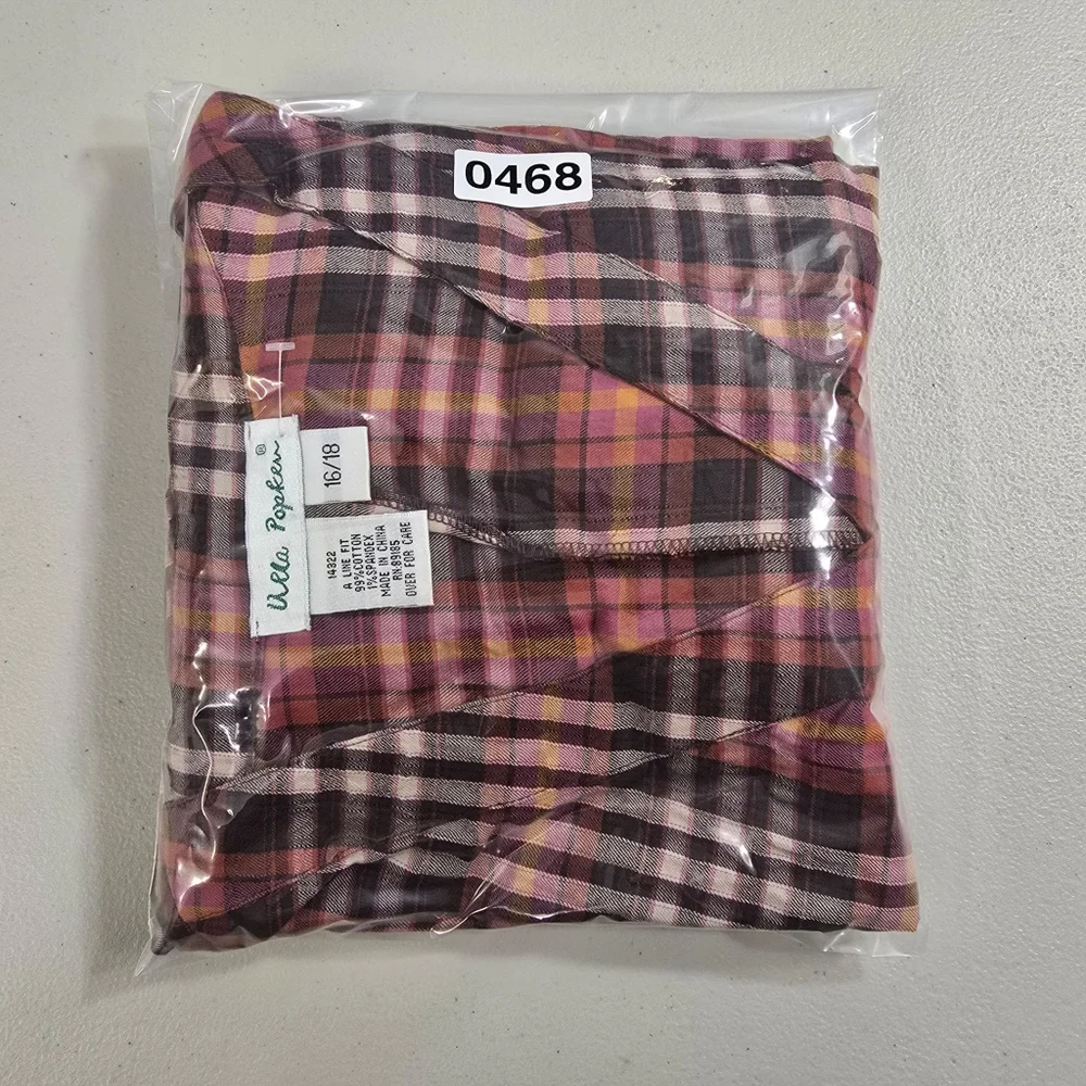 Ulla Popken 1X (16/18) Women's Plaid Button-Down Shirt  Light Weight - Picture 9 of 9